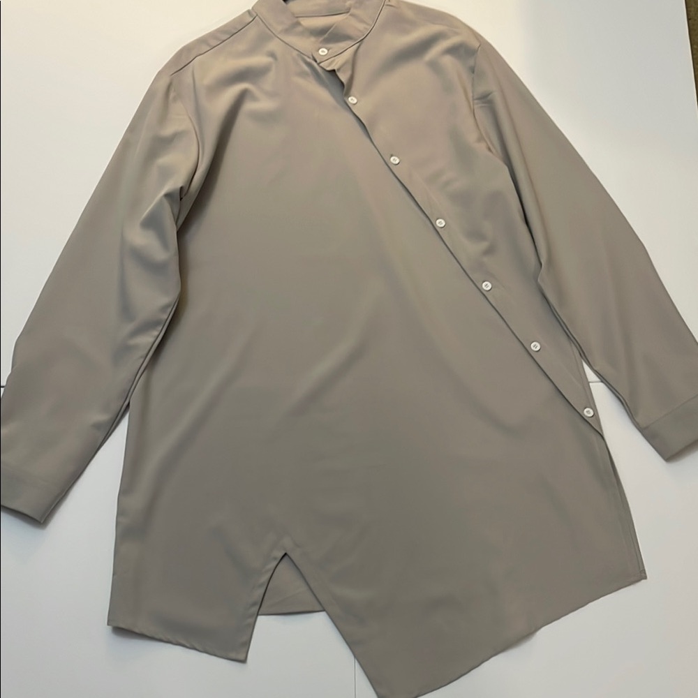 SHEIN Gray Button Down Shirt with Notched Collar